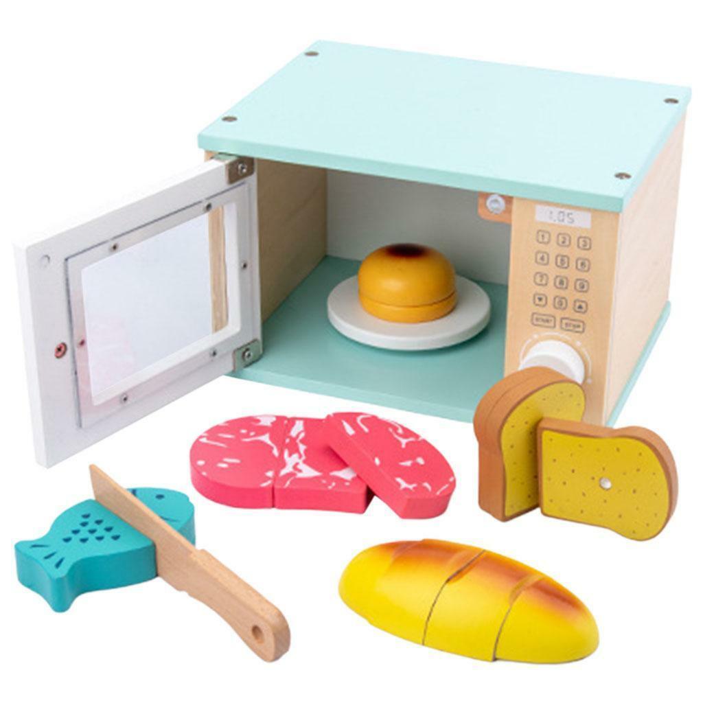 Wooden Microwave  Pretend Cook Utensils Mini Cookware Birthday Gift