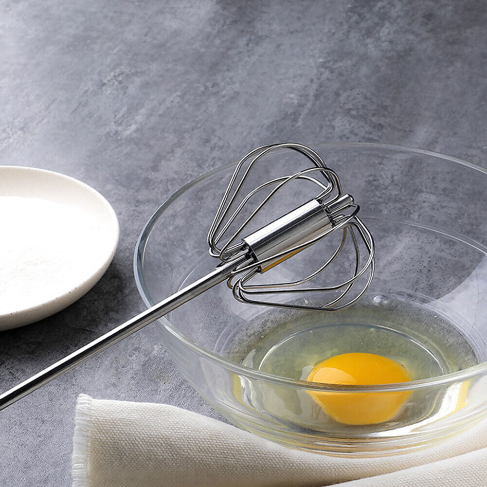 Handheld Egg Stirrer Semi-Automatic Stainless Steel Baking Mixer (A 10in)