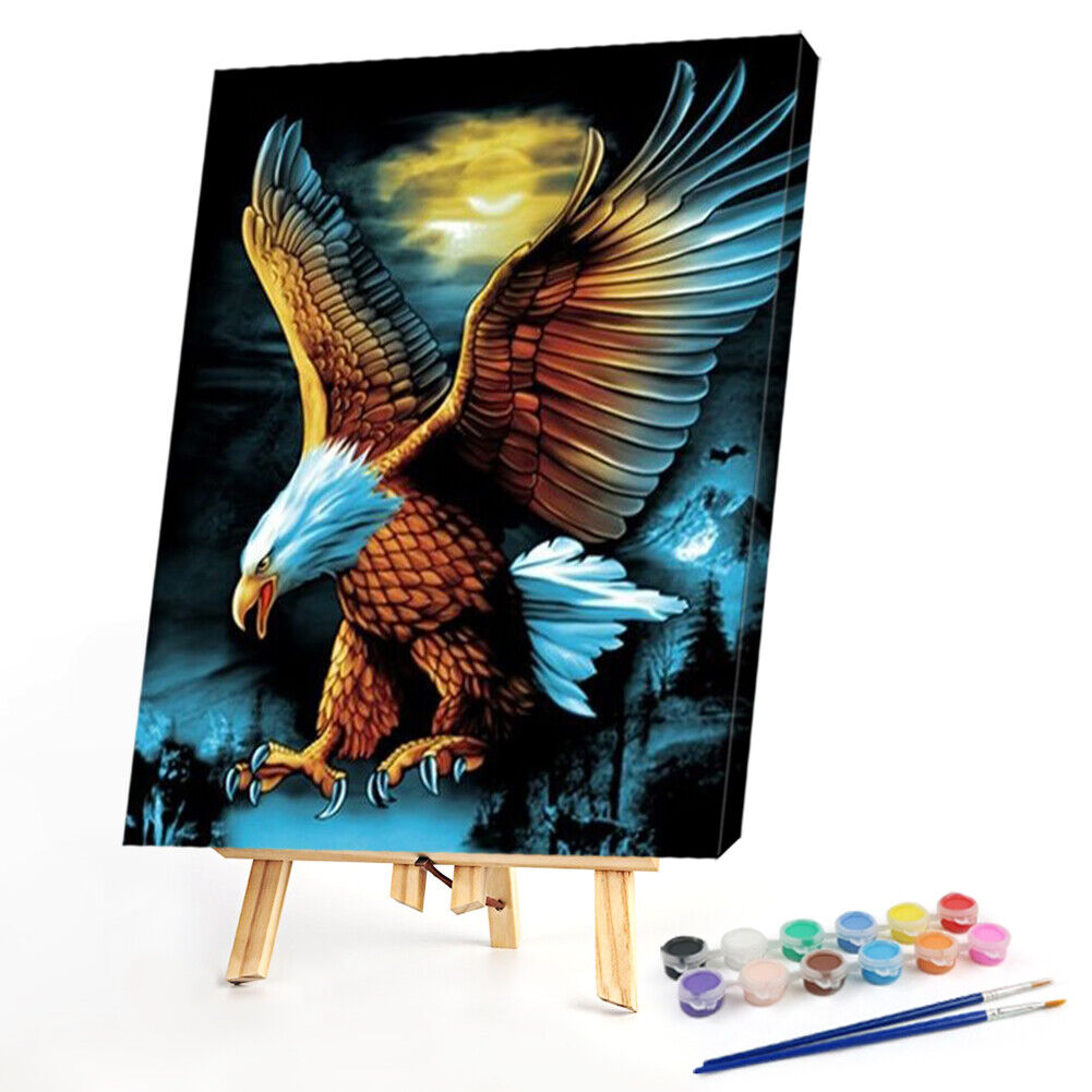 Flying Eagle Acrylic Oil Paint By Numbers Set Canvas Drawing DIY Coloring