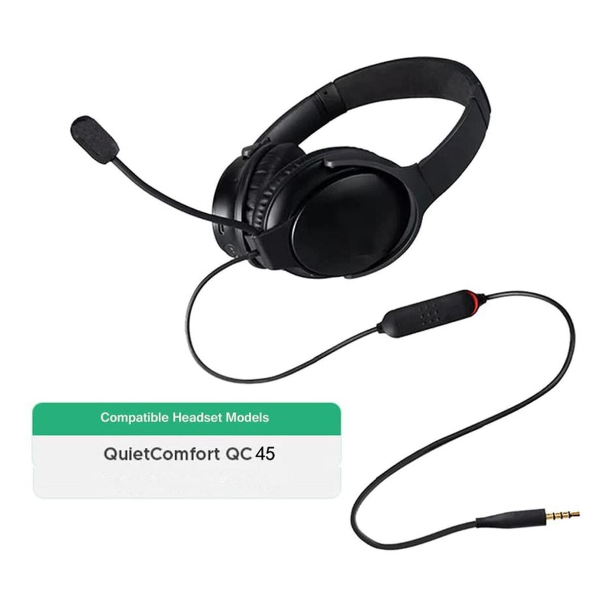 Microphone Cable with Mute Switch for  QC45 Headphones Accessories