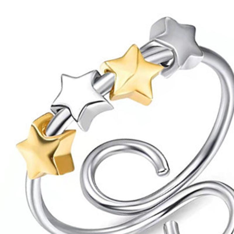 Women Ring Rotating Five-pointed Star Rings Sliding Decoration Relieves Ring