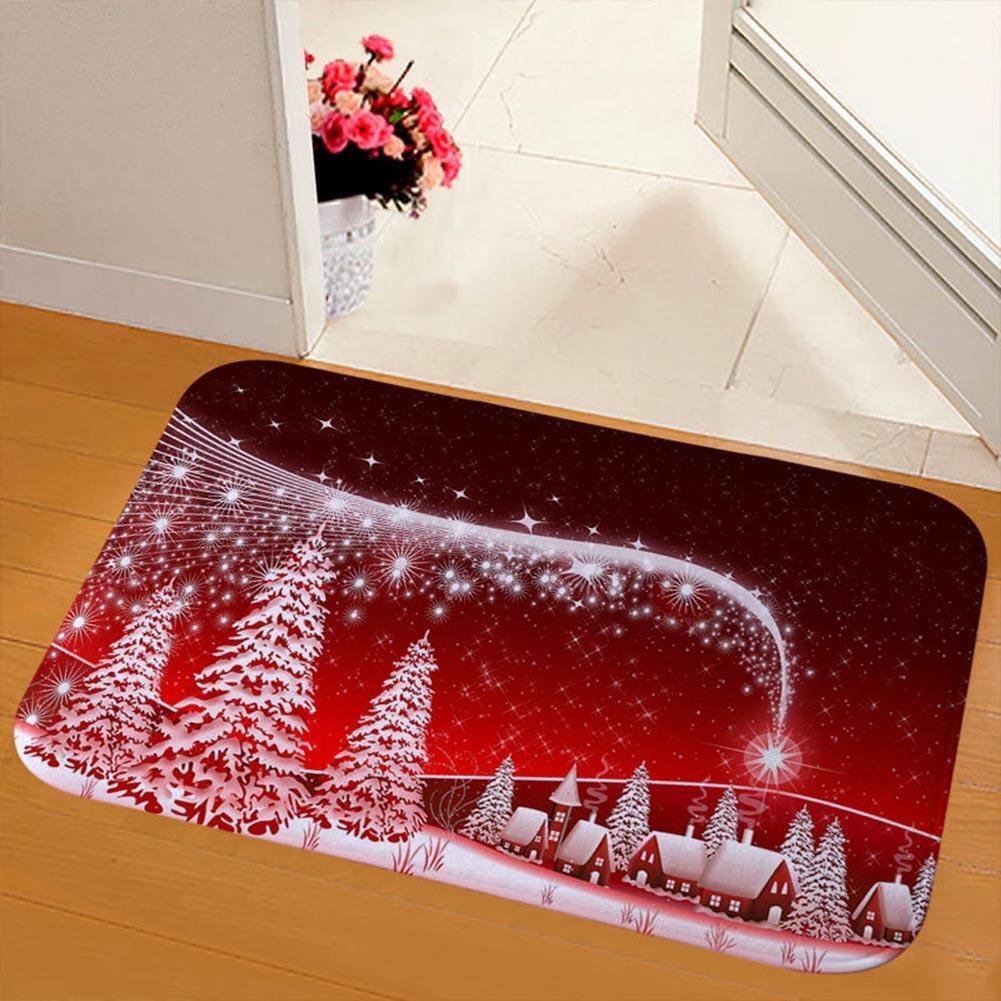 Anti-slip Floor Carpet Flannel Door Mat Xmas Home Party Decor (Snow Scene)