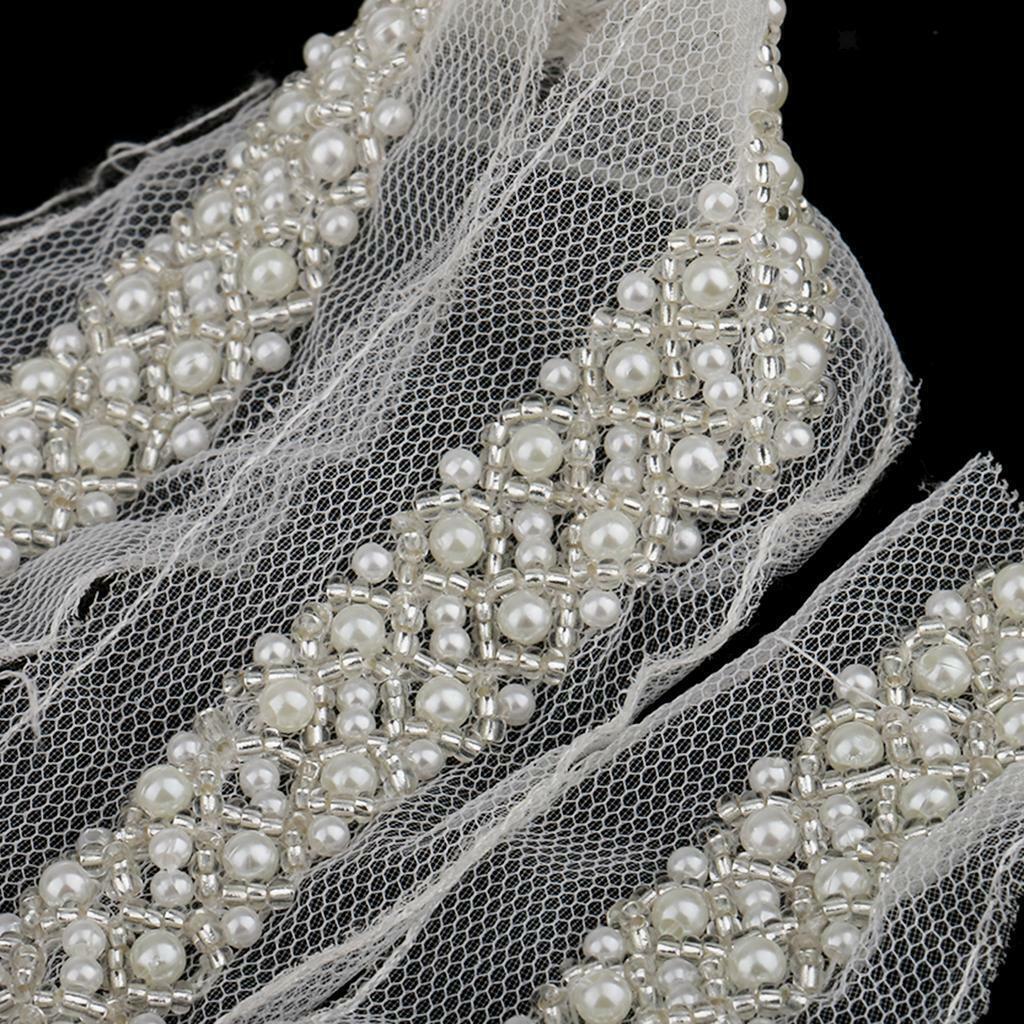 2pcs 1 Yard   Lace Ribbon Trims Sewing Applique White