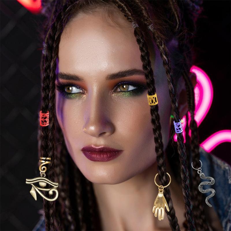 Dreadlocks Beads Cuffs Metal Hair Coil Braiding Clips Twisted Braid Hair Rings