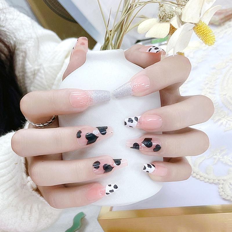 Press On Nails Cow Print Wearable False Nails Art DIY Fashion Manicure Tool