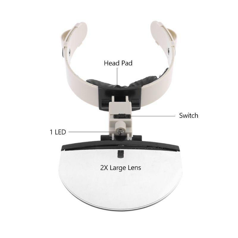 Large Lens Head Wearing Magnifying Glass w/ LED Magnifier 2X 3.5X 4.5X 5.5X