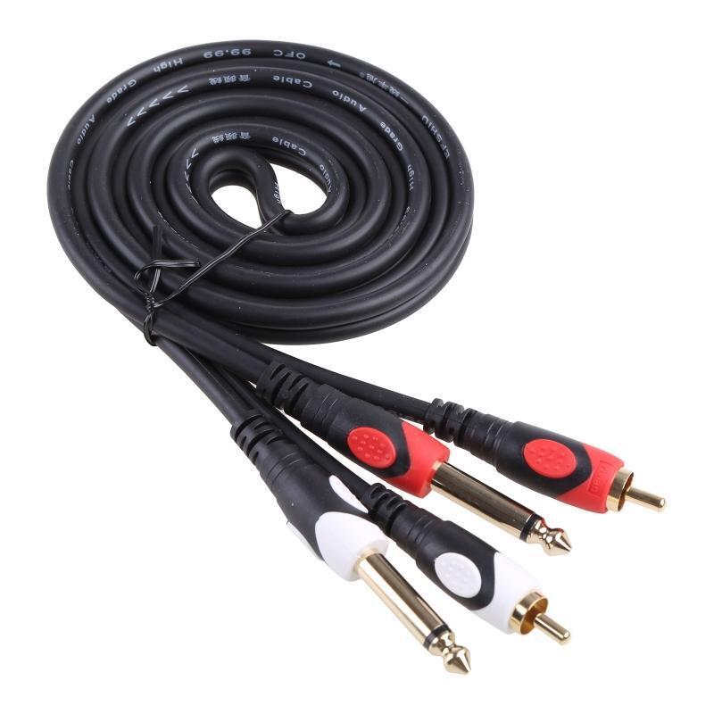 Dual 1/4 inch 6.35mm to Dual RCA Stereo Audio Interconnect Cable Patch Cable