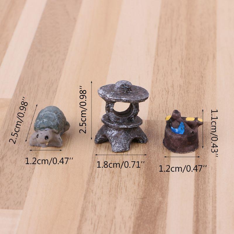 3pc Mini Bridge Clouds Rainbow Trees Sand Garden Decor Pot Fairy Garden Ornament