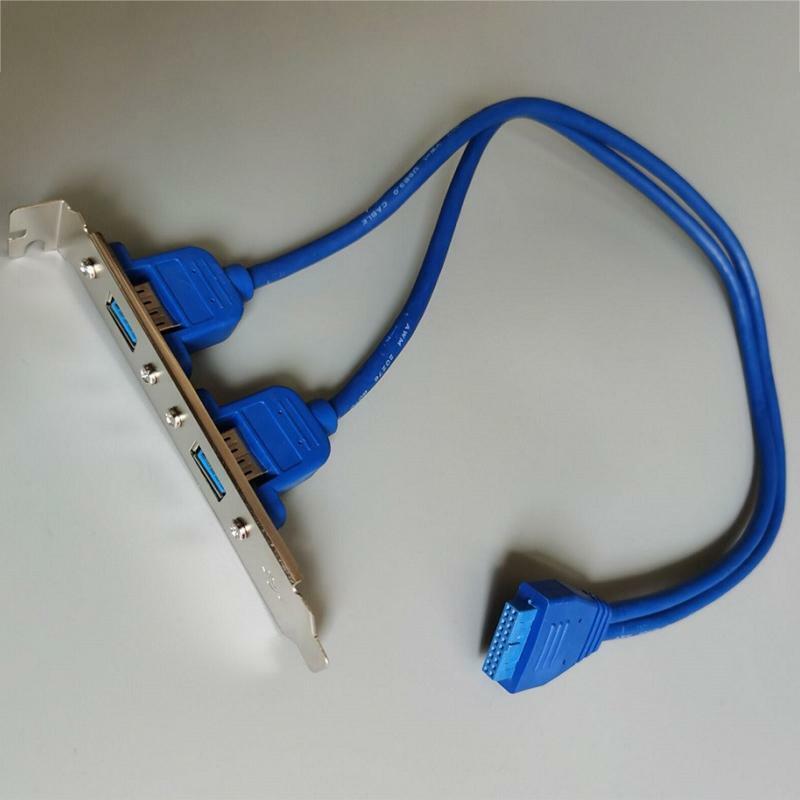 Dual Ports USB3.0 to Motherboard 20Pin Baffle Cable Adapter 20Pins USB Expansion