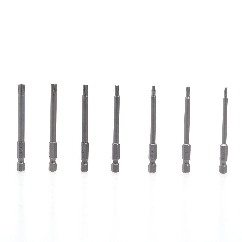 7pcs/set 75mm T8-T30 Magnetic Torx Screwdriver Bits 1/4 Inch Hex Shank Scre