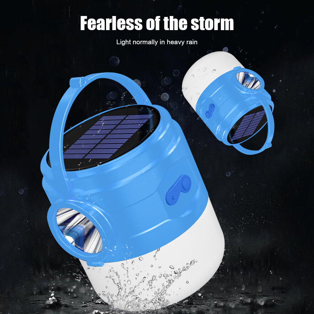 Solar LED Camping Light USB Rechargeable Bulb Outdoor Searchlight Tent Lamp