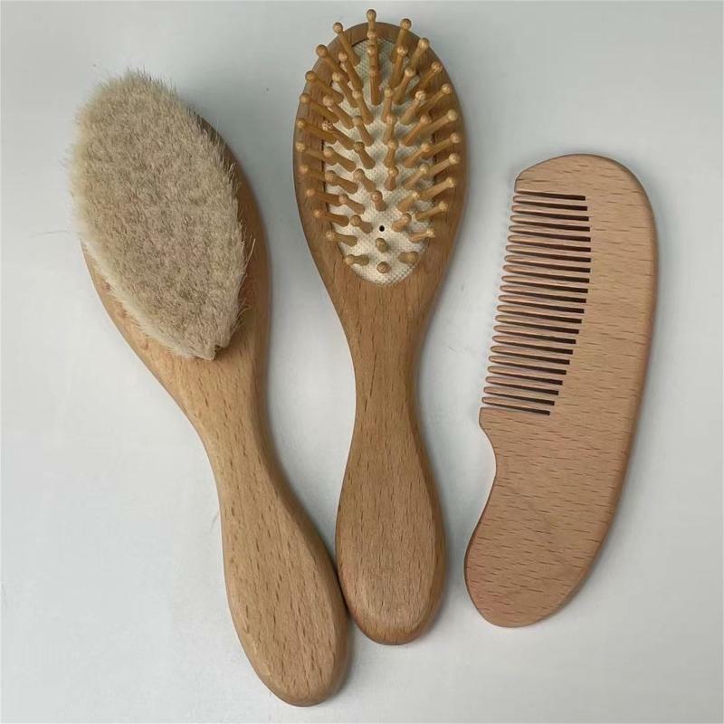 Baby Hair Comb 3pcs/set Beech Wool Hair Brush Head Comb Head Massager