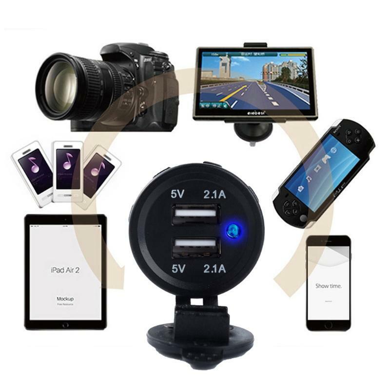 5V 2.1A Waterproof Dual USB Boat Motorcycle Car Charger Power Adapter Socket