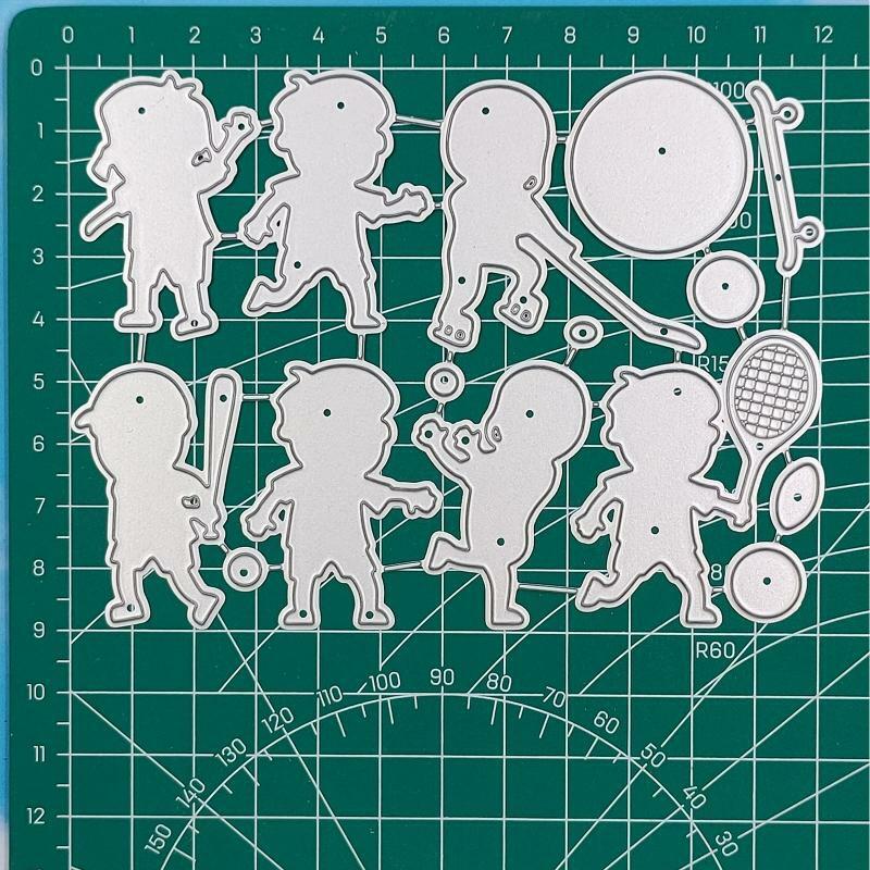 Children Playing Ball Metal Cutting Dies Stencil DIY Scrapbooking Album Template