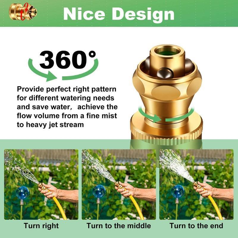 Brass Hose Nozzle Watering Sprayer Garden Twist Hosed Nozzles Watering Flowers