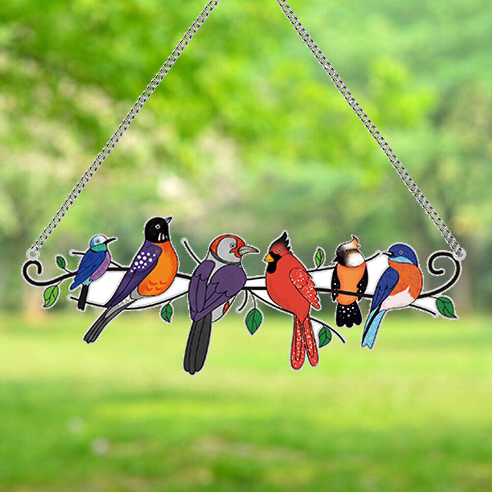 DIY Diamond Painting Acrylic Bird Flocks Hanging Pendant Decor (6 Birds)