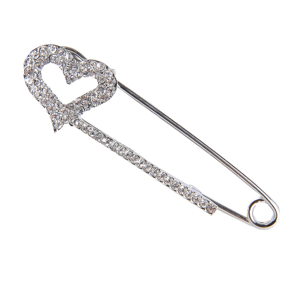 Crystal  Scarf Coat Gown Clip Collar Lapel Pin Heart