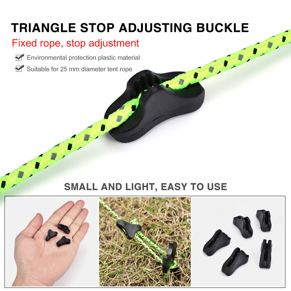 Camping Tent Fastener Rope Buckles Anti Slip Cord Adjuster Tools (10pcs)