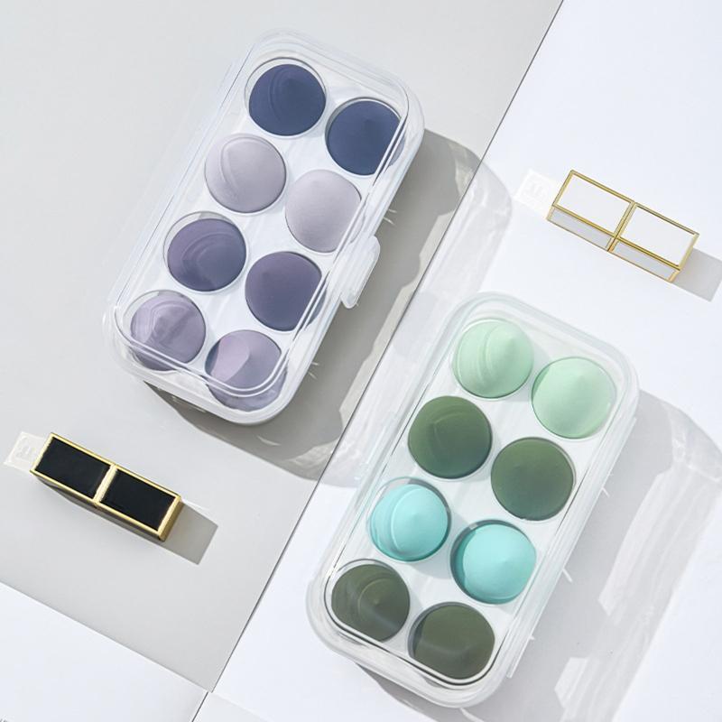 Transparent 8 Grids Travel Beauty Powder Puff Storage Box Makeup Egg Drying Case