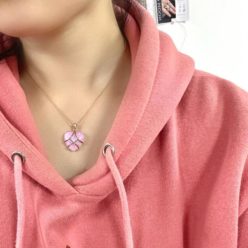Pink Diamond Castle Heart Necklace Fashion Simple Temperament Clavicle Chain