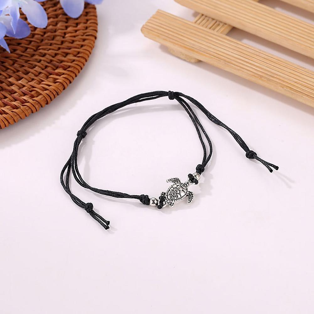 Fashion Women Weave Turtle Foot Chain Barefoot Anklet Beach Jewelry (Black)