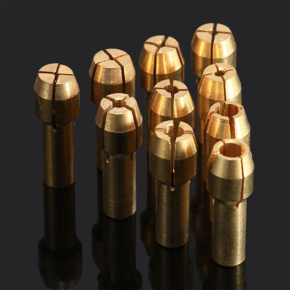 10pcs Brass Collet Chuck Nut Kit Grinder Rotary Tool Metalworking 0.5mm-3.2mm