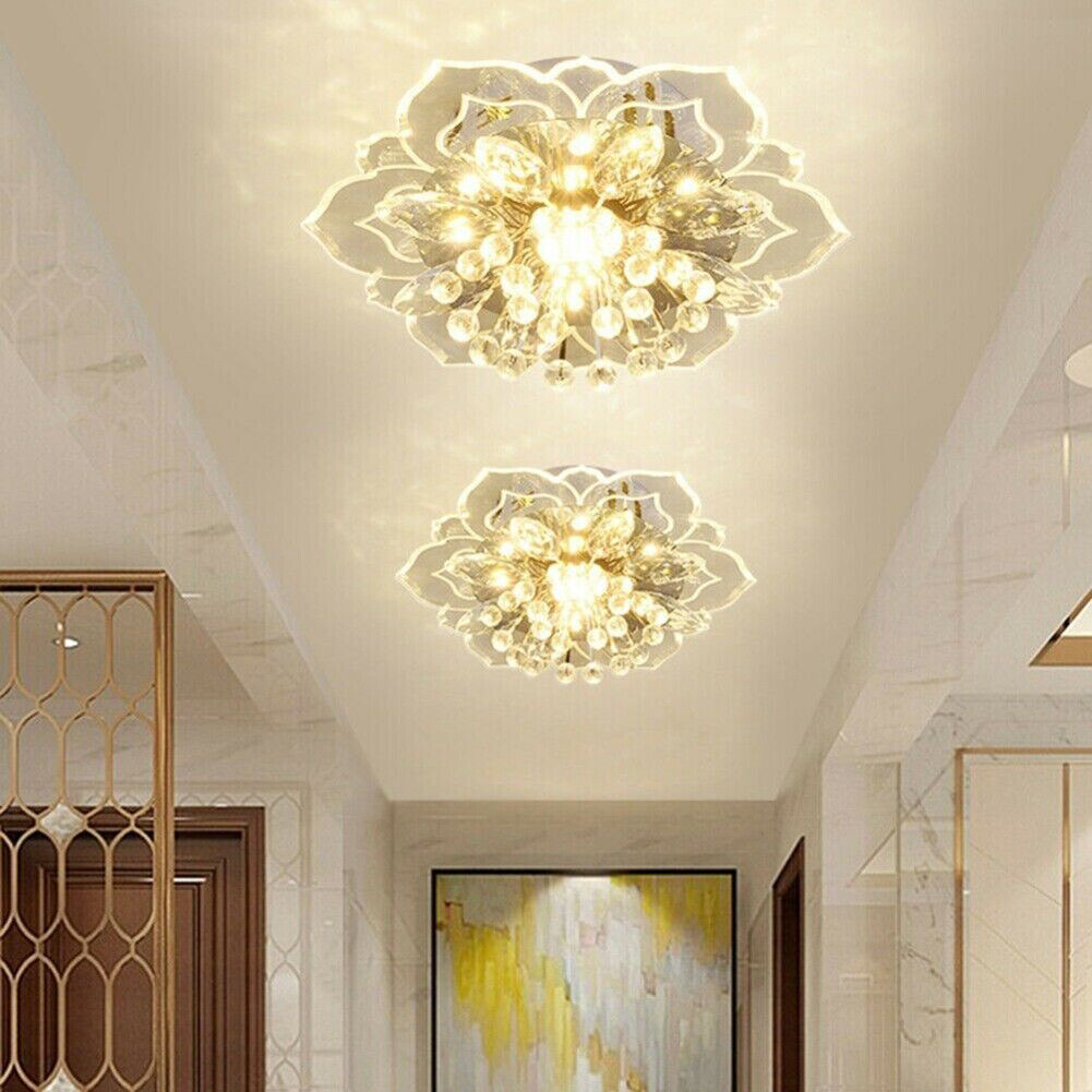 Modern LED Flower Crystal Ceiling Chandelier 9W Decor Lamp (Warm White)