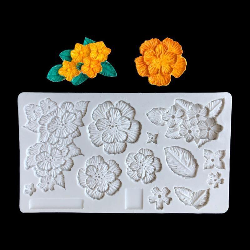 Mini Flowers & Leaves Mold Cake Decor Mold for Making Candy Candle Handmade Soap