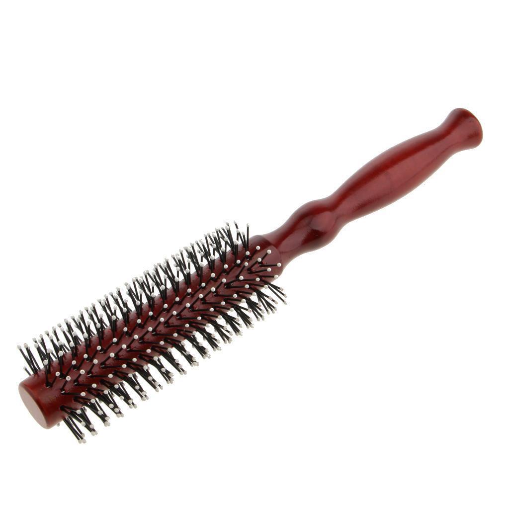 Wooden Handle Hairdressing Hair Comb Curling Rolled Brush Styling Hairbrush L