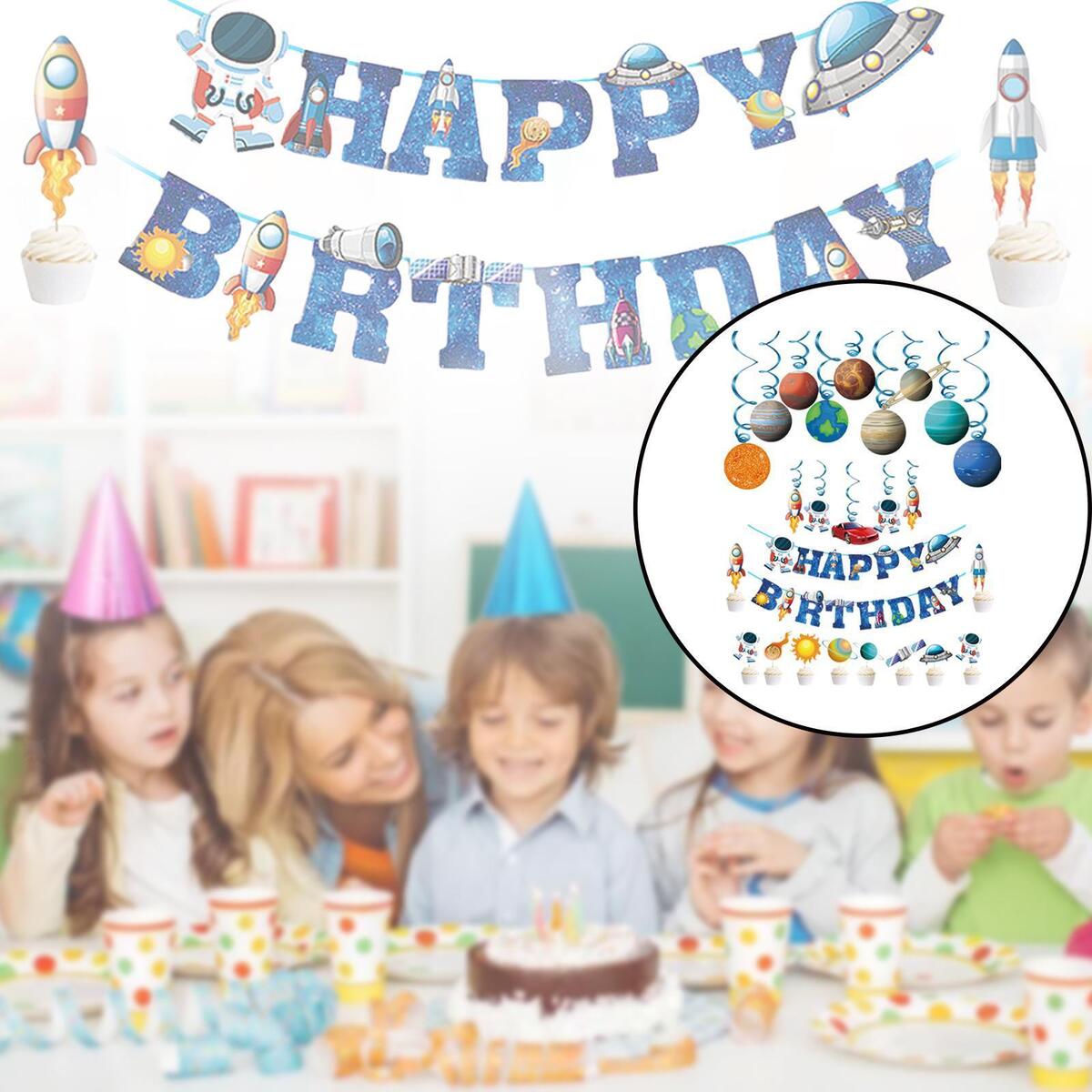 26Pcs Cute Space Themed Party Supplies for Wedding Baby Shower Decorations