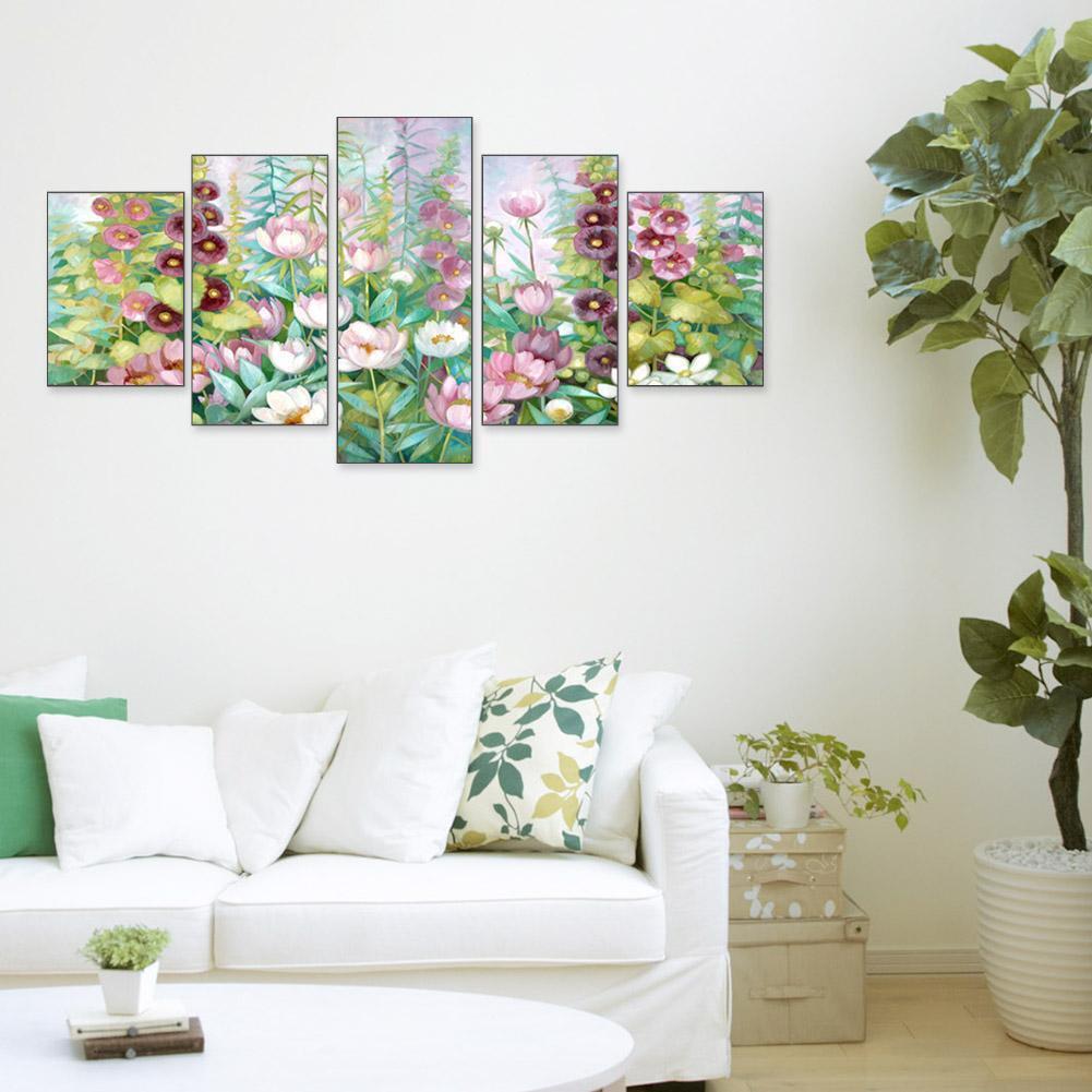5pcs 5D DIY Full Drill Diamond Painting Lotus Cross Stitch Mosaic Kit Decor