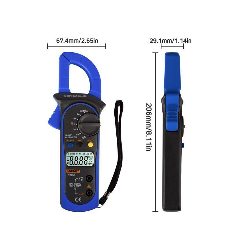 Digital Clamp Multimeter ST-201 True RMS LCD Multifuction Ohm DC AC Voltmeter AC