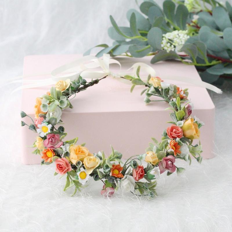 Faux Flower Shape Crown Durable Hair Hoops Wedding Crowns for Women Flower Girls