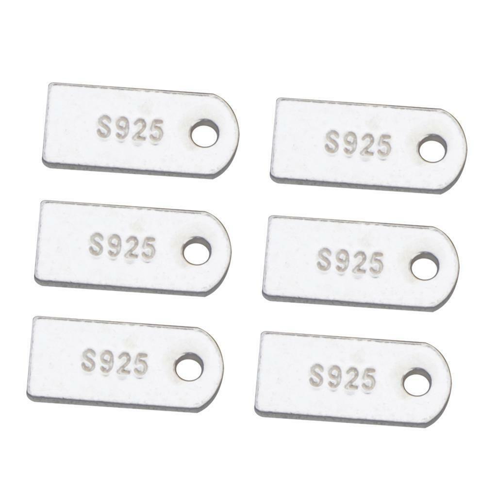 6x 925 Sterling  Stamping Tags Charm Pendants Jewelry Supplies 80x30mm