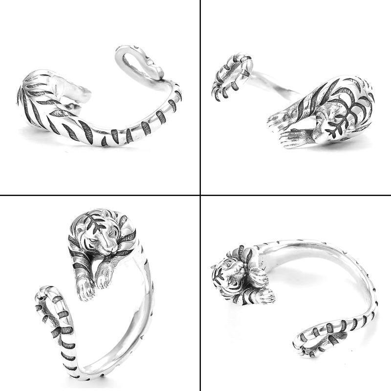Tiger Open Ring Personality Punk Simple Cartoon Women Finger Ring New Year
