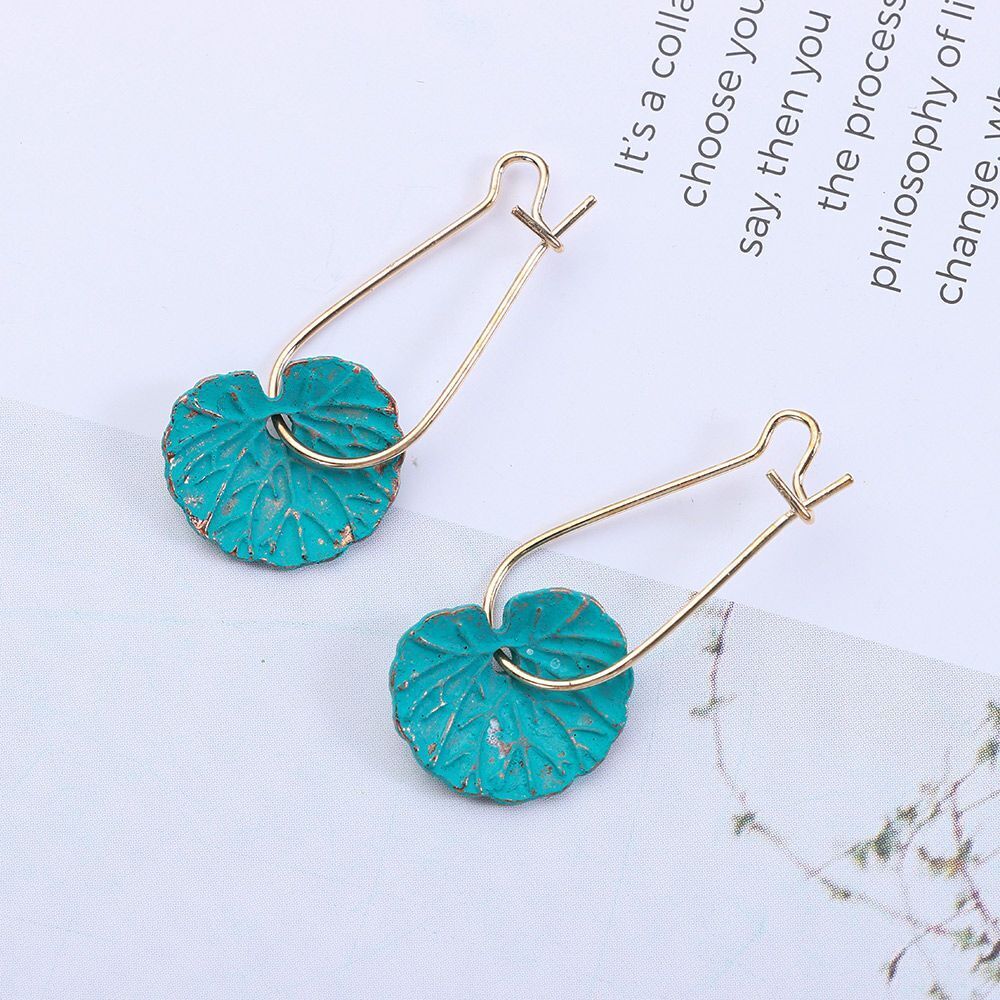 Jewelry Green Party Non-Contrasting Lotus Earrings Aesthetic Exquisite Leaf