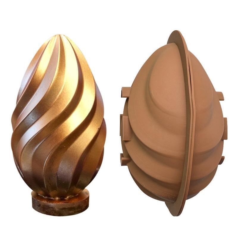 Set of 2 Silicone Half Water-patterned Egg Shaped Silicone Moulds Fondant Moulds