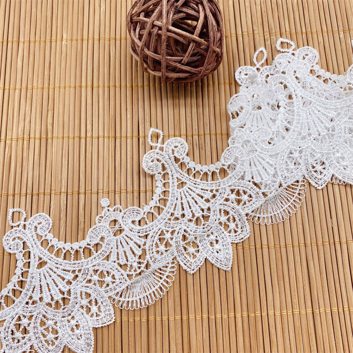 8.5CM Wide White Lace Fabric Embroidered Ribbons Trim Wedding Dress DIY Sewing