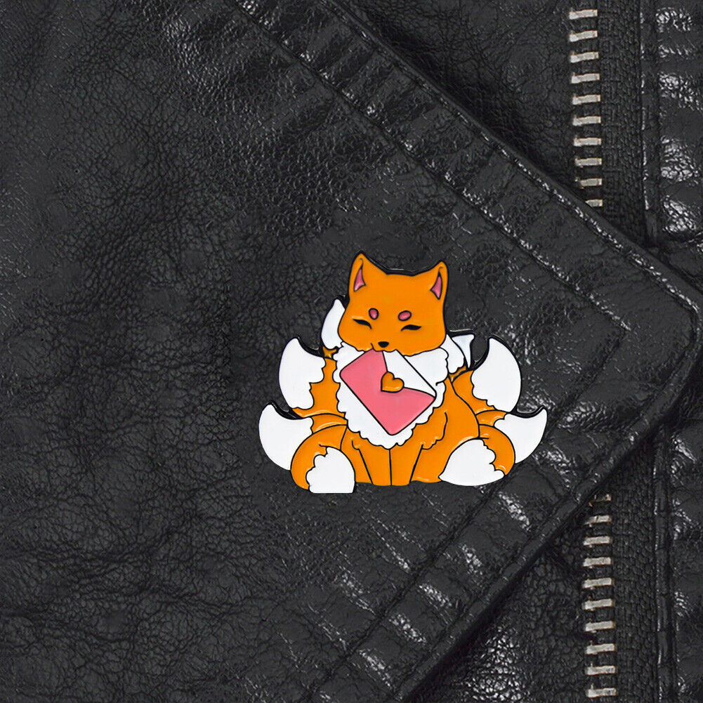 Nine Tail Fox Brooches Cartoon Animal Enamel Clothes Pin Jewelry (Style 1)