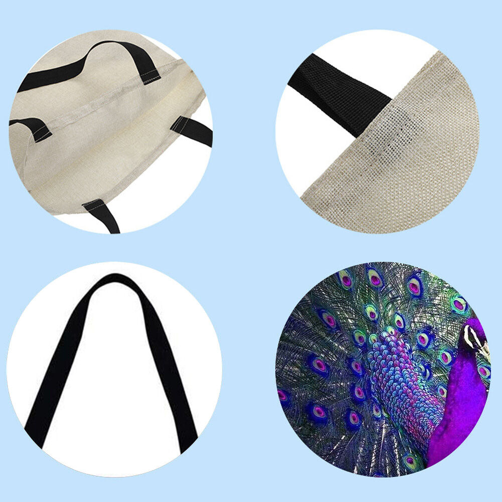 Peacock Printed Shoulder Shopping Bag Casual Large Tote Handbag 40*40CM