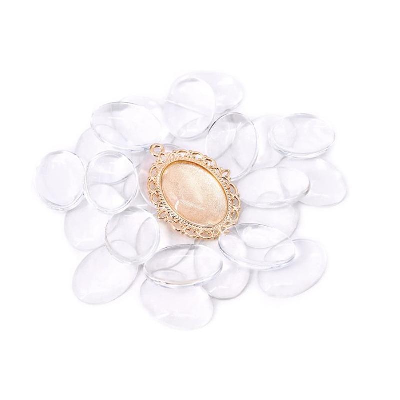 60 Pcs Pendant Trays Kit Metal Flat Pendant Blank Trays Bezel Oval Cabochon Base