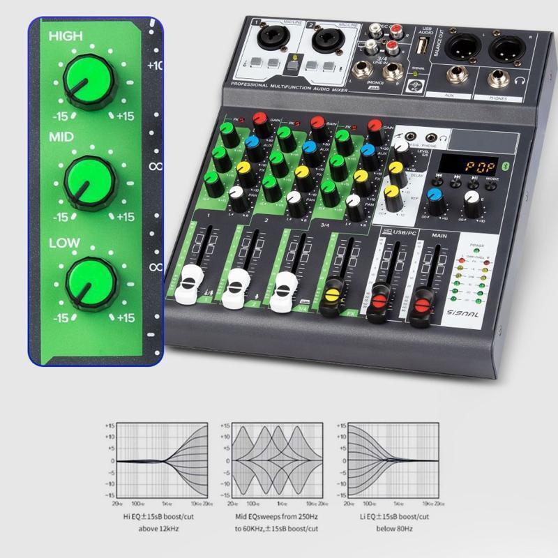 Digital USB Bluetooth-compatible Computer Audio Mixer Input 48VPhantom Power