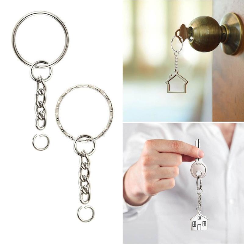 Metal Split Keychain Parts Key Chains with Open Jump Ring Make Your Own Key Ring