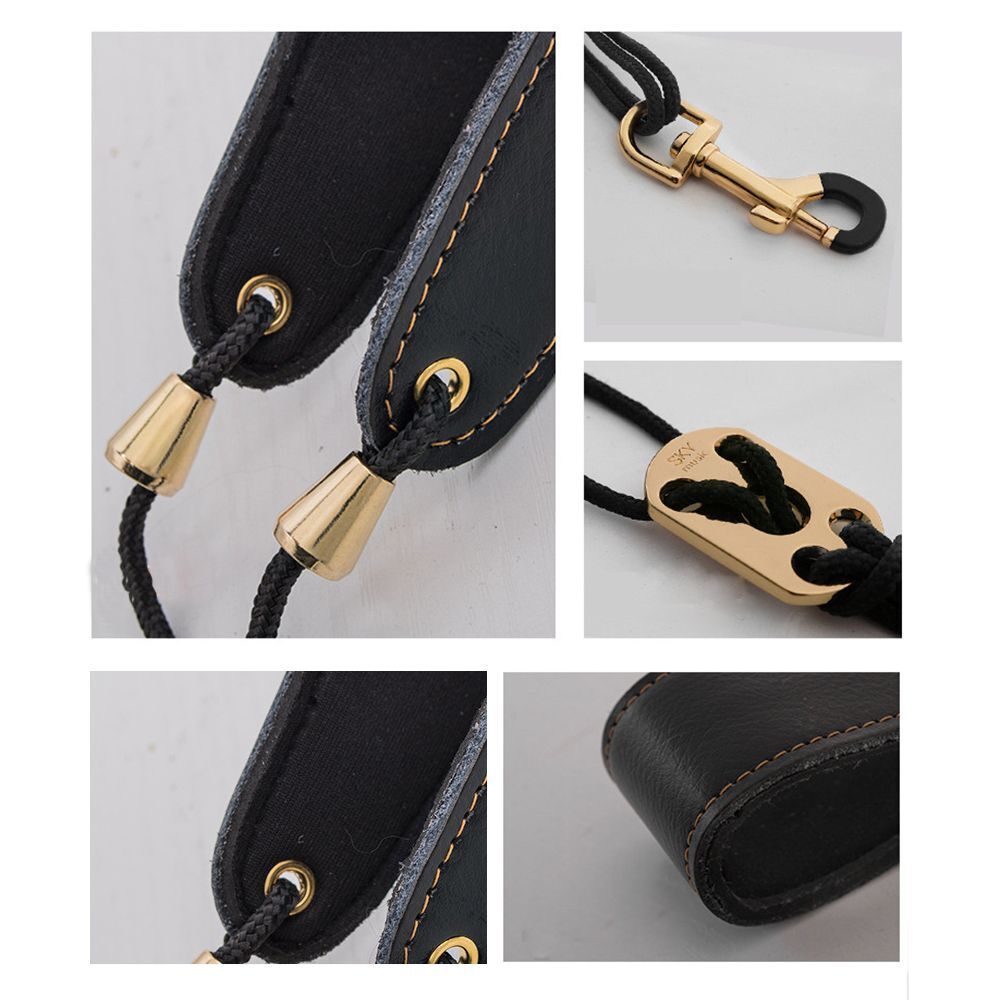Middle Tenor Leather Saxophone Strap Clarinet Sling Lanyard Saxophone Neckband