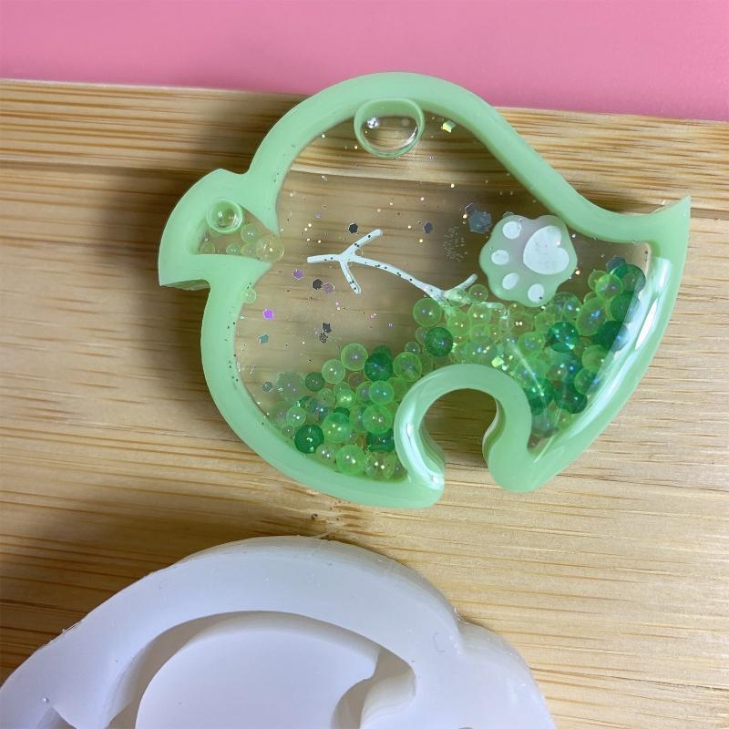 Diy Crystal Epoxy Mould Cute Leaf Quicksand Mould Pendant Silicone Ornament Mold