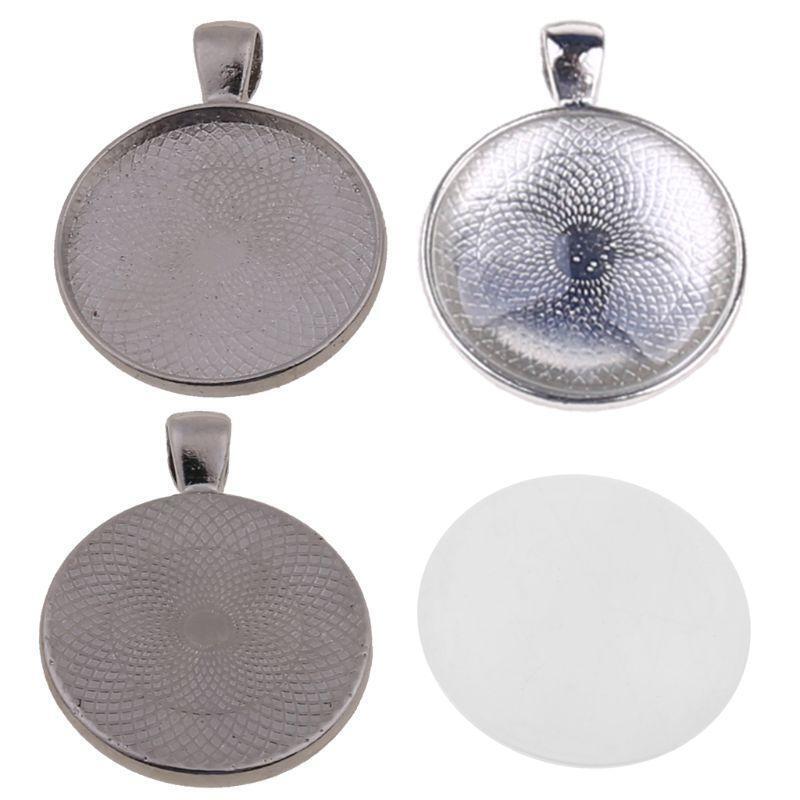 60Pcs Photo Bezel Pendant Tray 5 Shapes Glass Cabochon Settings Jewelry Making