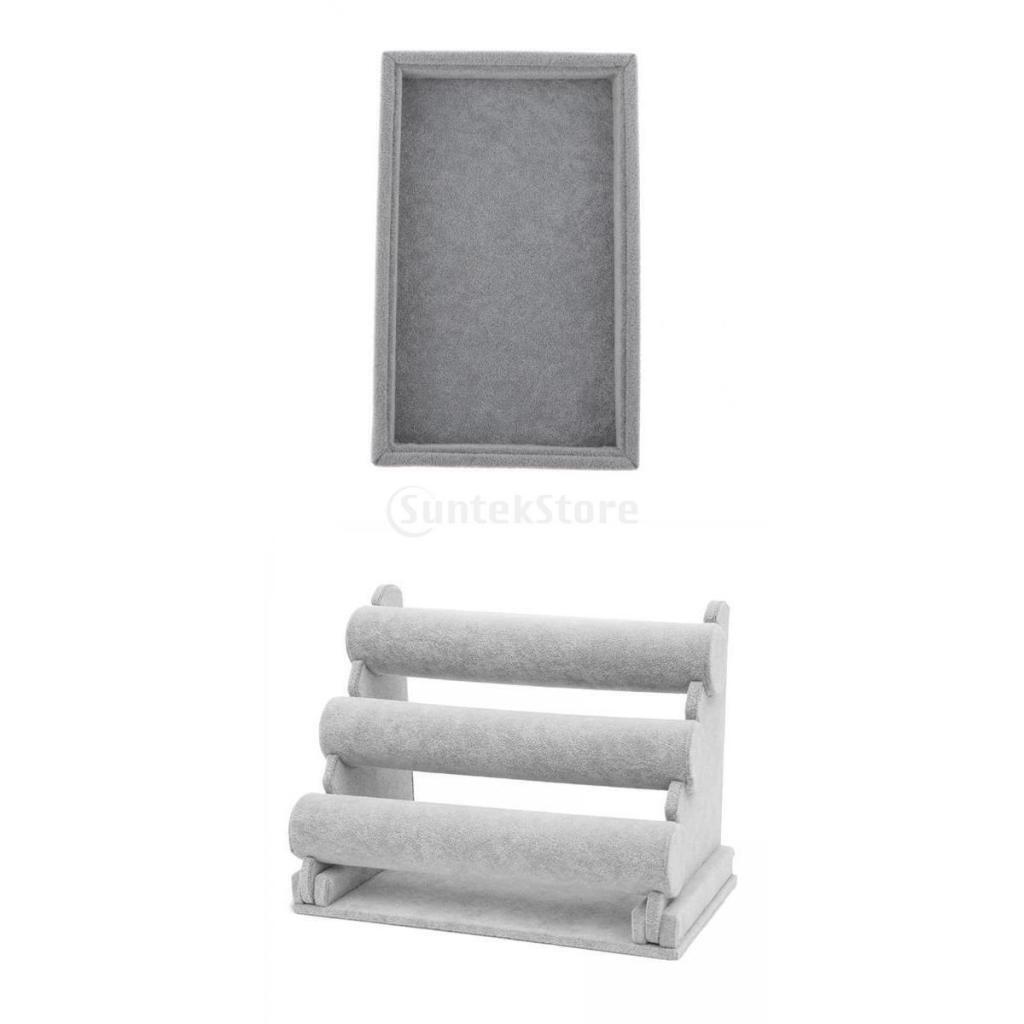2x 3 Tiers Bracelet Holder Jewelry Tray Necklace Organizer Display Removable