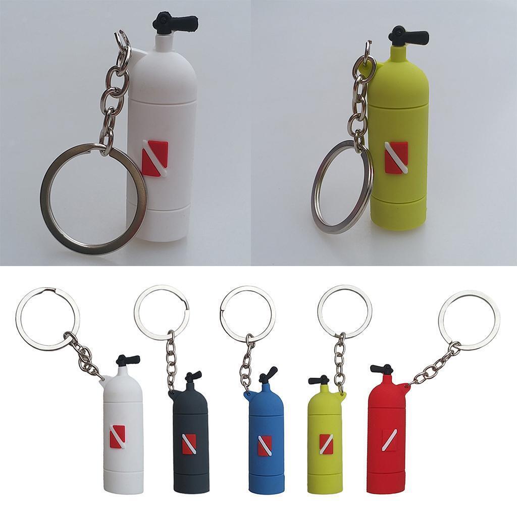 Novelty Mini Diving Tank Key Chain Holder Dive Flag Keyring Keychain Gray