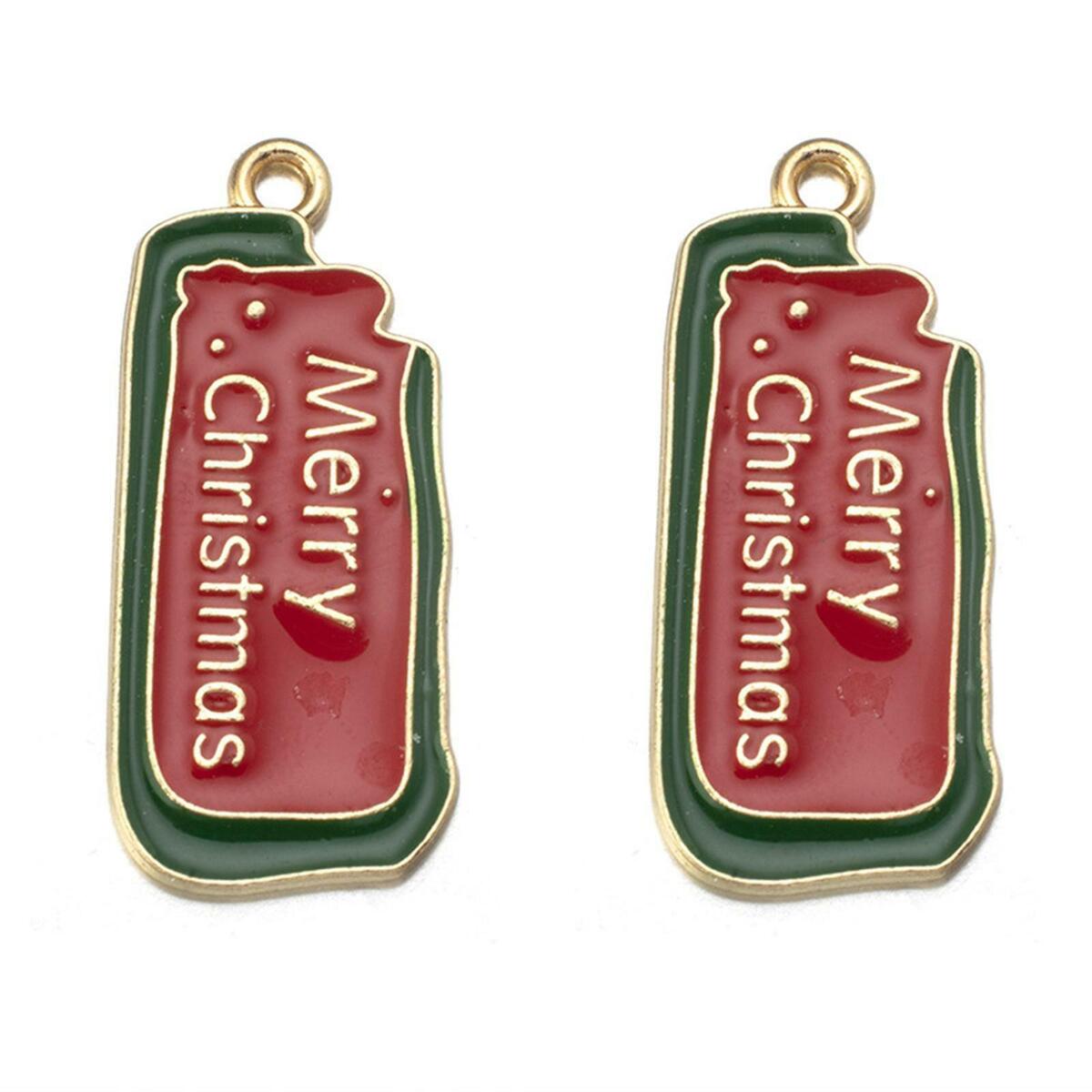 20x Cartoon Charms Christmas Theme Enamel Pendants Necklace Jewelry Making