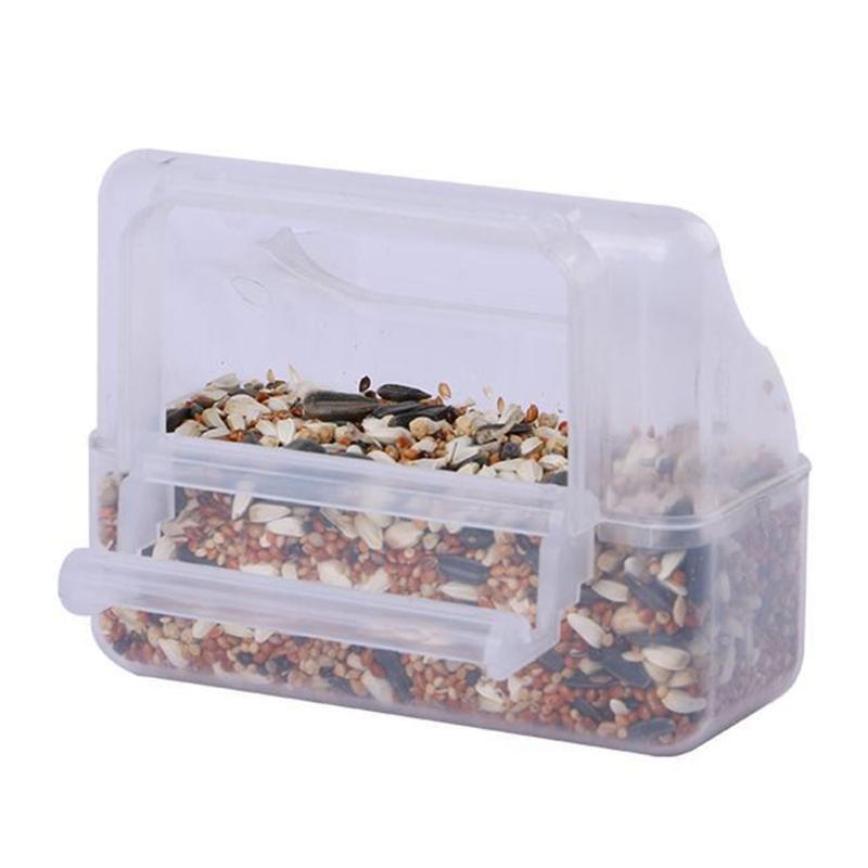 Bird Feeder with Perch for Cage Wide Opening Plastic Container Food Dispenser